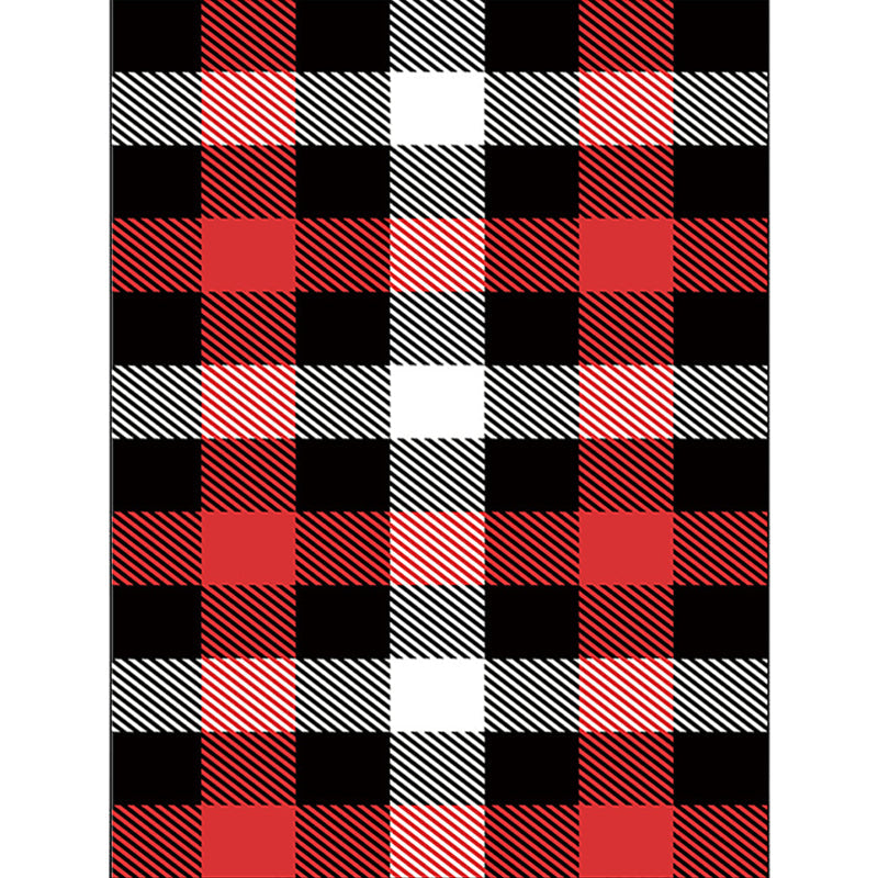 Black Bedroom Rug Modern Checkered Pattern Area Rug Polyester Non-Slip Machine Washable Rug | Bowlift