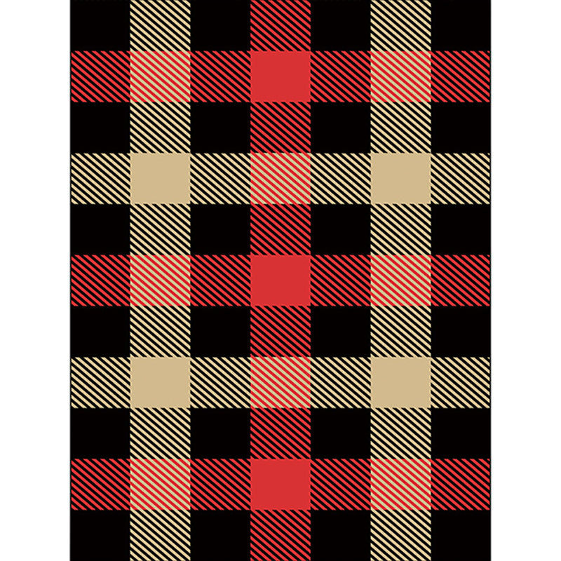 Black Bedroom Rug Modern Checkered Pattern Area Rug Polyester Non-Slip Machine Washable Rug | Bowlift