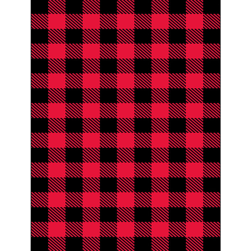 Casual modern rug in red checkered stripe pattern Rug polyester pet-friendly non-slip rug for home decor | Bowlift