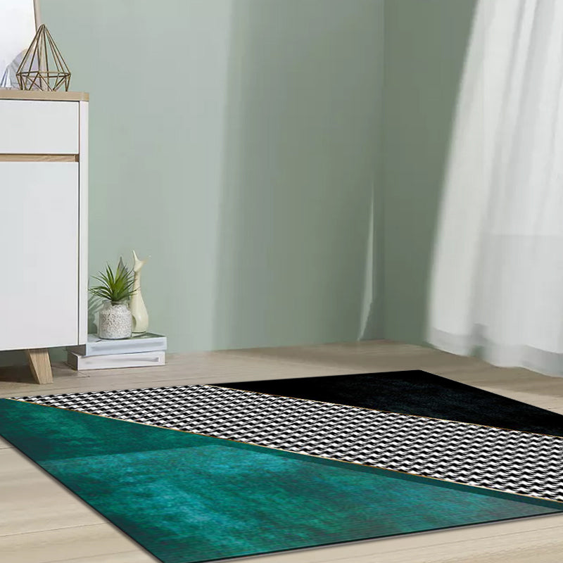Black Bedroom Carpet Modern Color Block Houndstooth Pattern Rug Polyester Stain Resistant Rug | Bowlift
