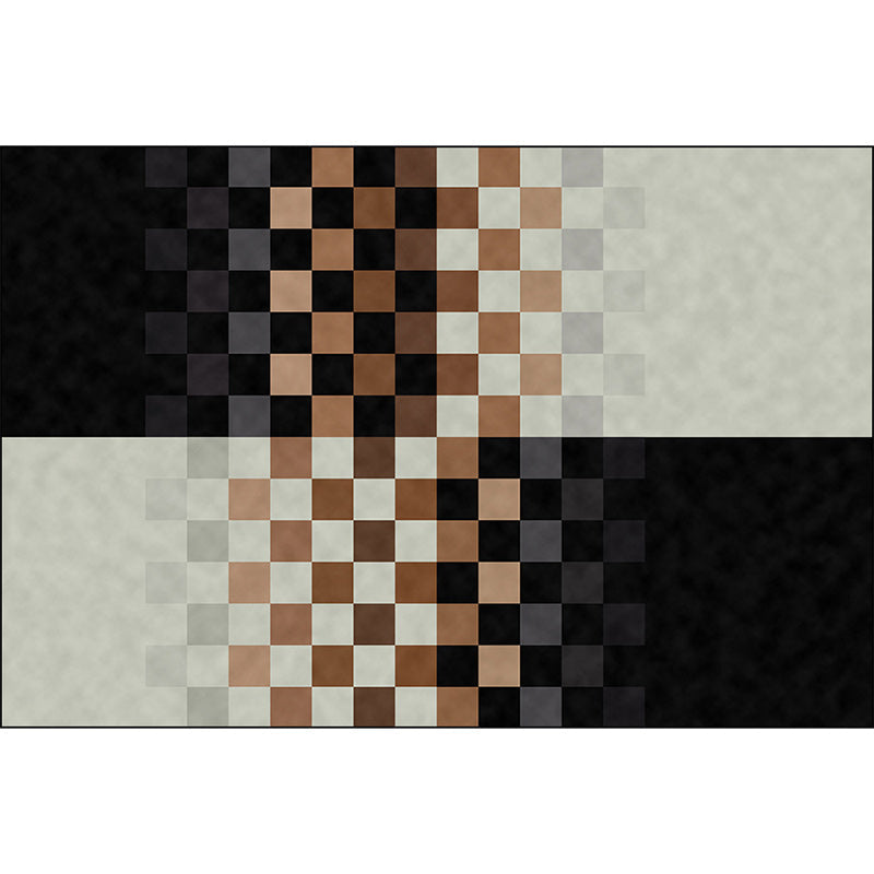 BowLift | Black and ivory bedroom carpet novelty mosaic color block pattern rug polyester non-slip washable carpet