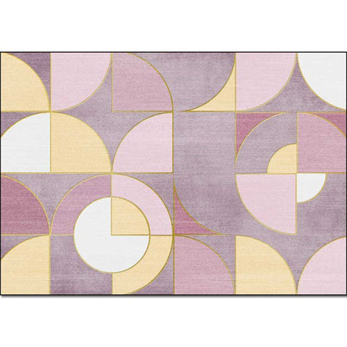 Pink and purple contemporary rug polyester color block rug machine washable non-slip rug for the living room | Bowlift