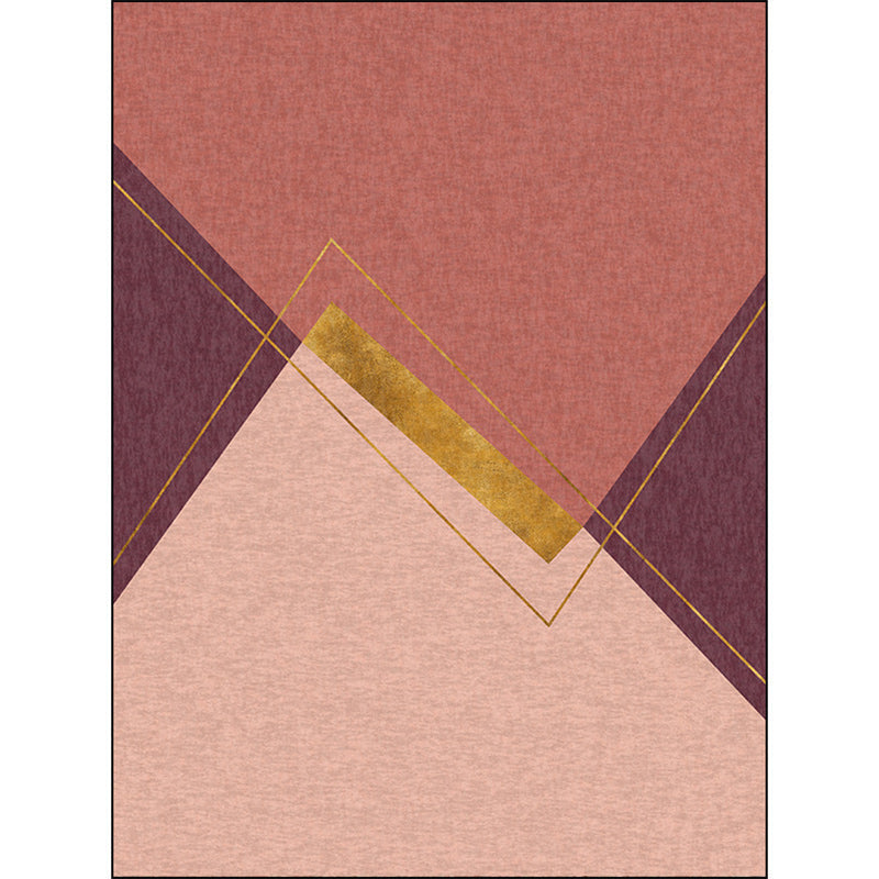 Unique color block rug pink and red Simple rug polyester washable non-slip backing rug for the living room | Bowlift