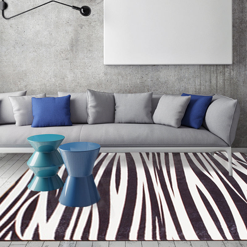 BowLift | Modern Zebra Print Rug Black and White Rug Power Loom Washable Rug for the Living Room