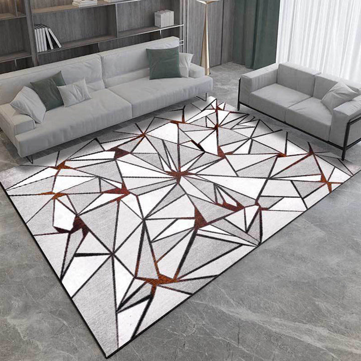 Unique geometric printed rug grey Simple rug polyester washable non-slip backing rug for the living room | Bowlift
