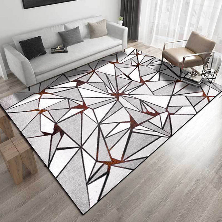 Unique geometric printed rug grey Simple rug polyester washable non-slip backing rug for the living room | Bowlift