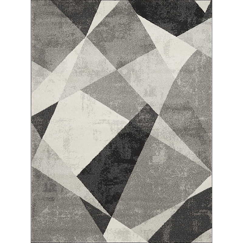 Nordic Colorblock Rug Black and Gray Polyester Rug Machine Washable Non-Slip Rug for Bedroom | Bowlift
