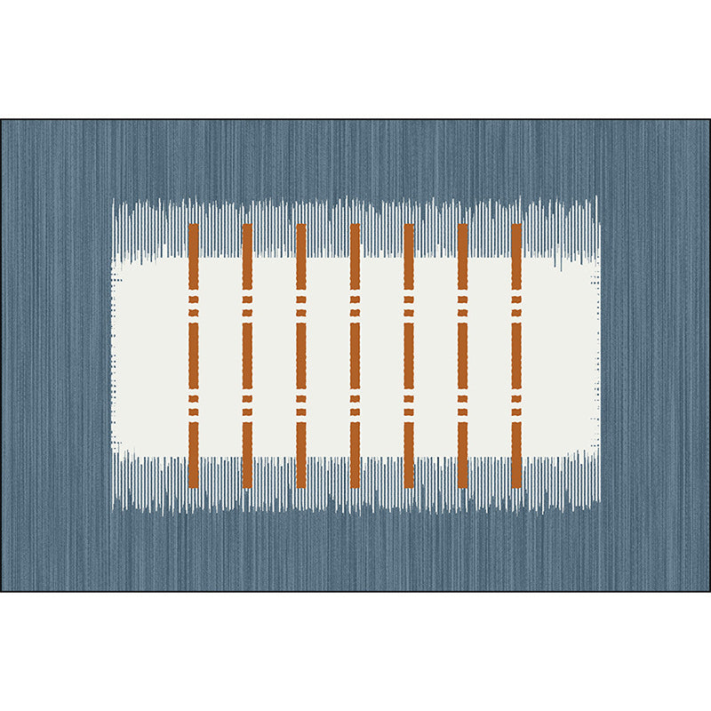 Casual striped rug blue and white polyester rug machine washable non-slip rug for the bedroom | Bowlift