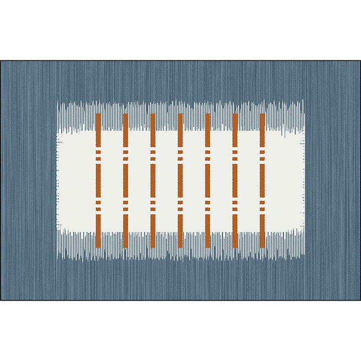 Casual striped rug blue and white polyester rug machine washable non-slip rug for the bedroom | Bowlift