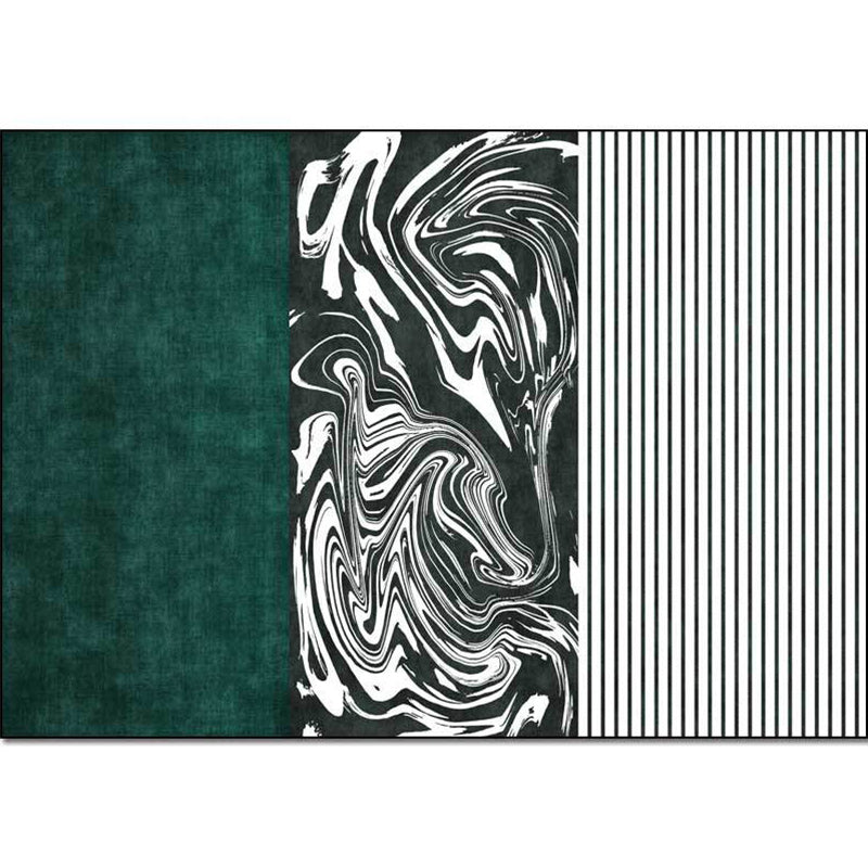 Unique striped watercolor print rug green and white simple rug polyester washable non-slip backing rug for the living room | Bowlift