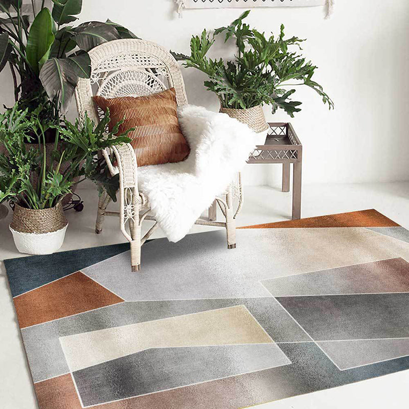 Unique Colorblock Rug Gray and Brown Simple Rug Polyester Washable Non-slip Back Rug for the Living Room | Bowlift