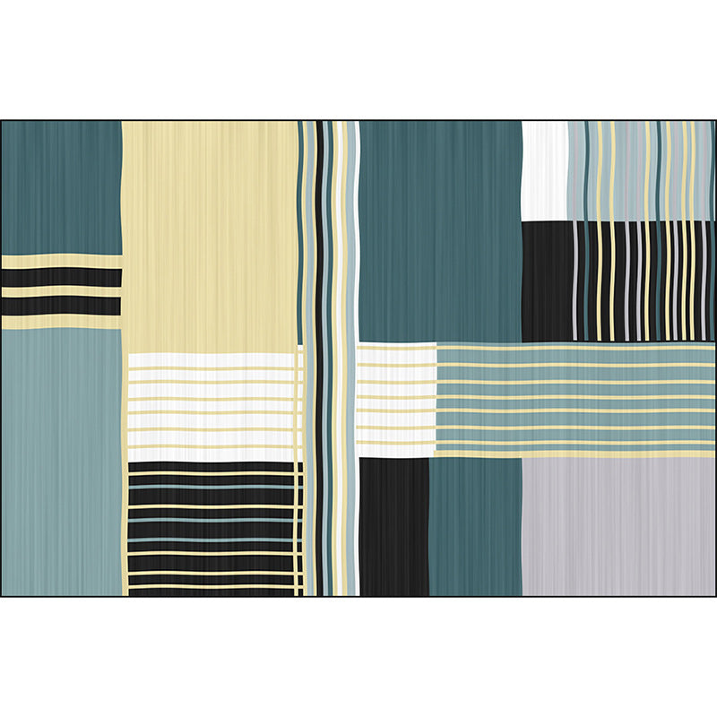 Modern striped rug green Simple rug Polyester Washable Non-slip backing Rug for the living room | Bowlift