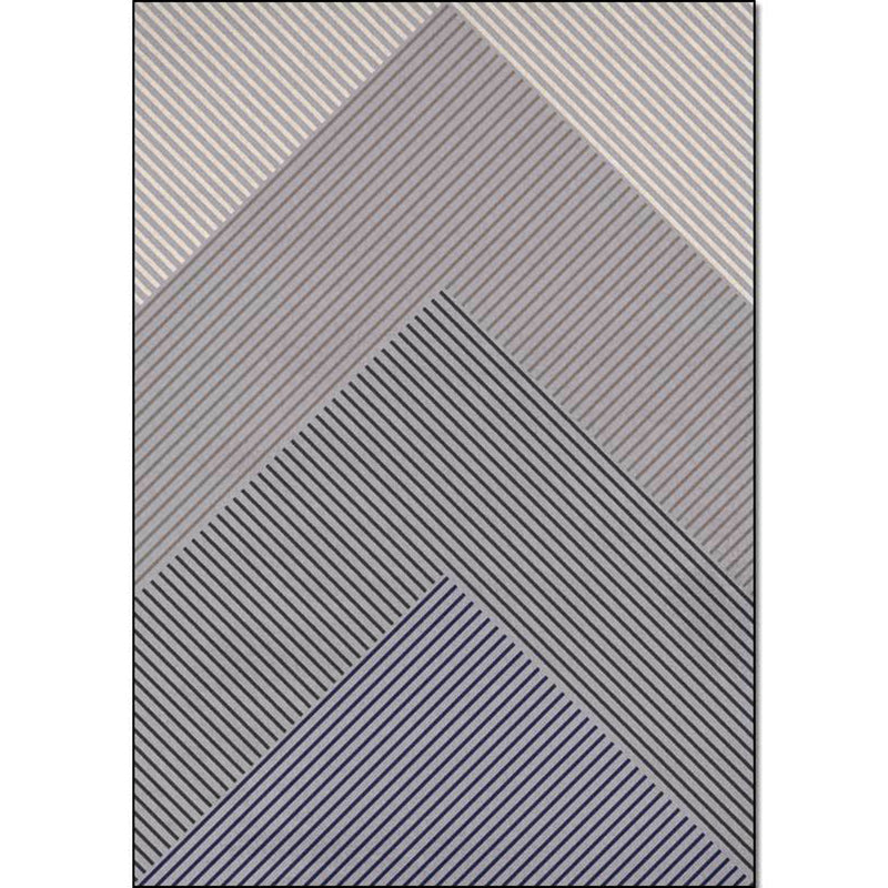 Black and Gray Modern Carpet Polyester Striped Print Carpet Washable Non-Slip Backing Carpet for Living Room | Bowlift