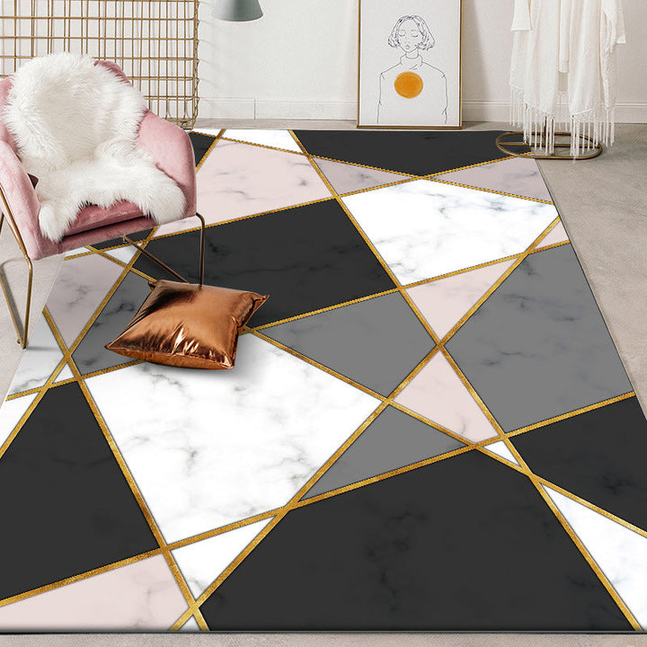 Black and Pink Modern Rug Polyester Color Block Rug Washable Non-Slip Back Rug for Living Room | Bowlift