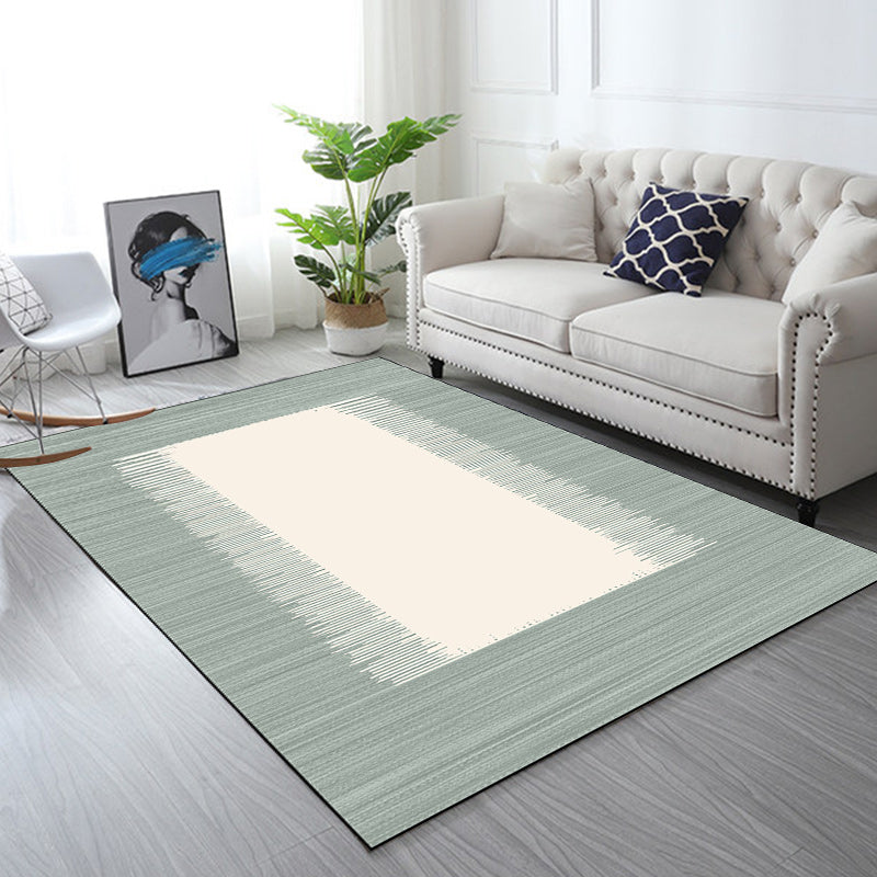 Simply striped rug light blue and beige modern rug polyester washable non-slip rug for the living room | Bowlift