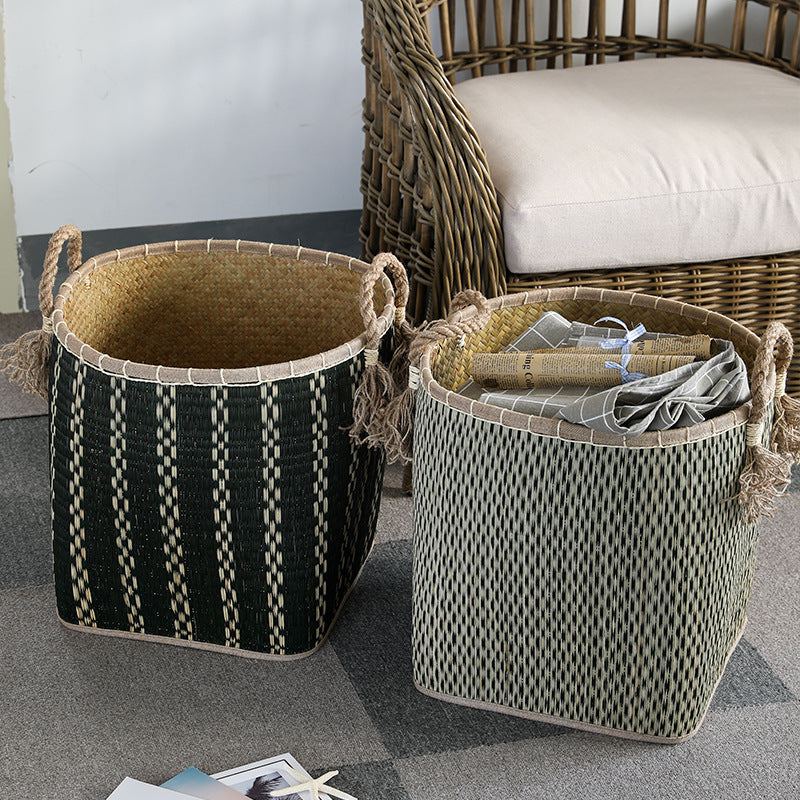 Handwoven Storage Basket with Decorative Handles Bowlift