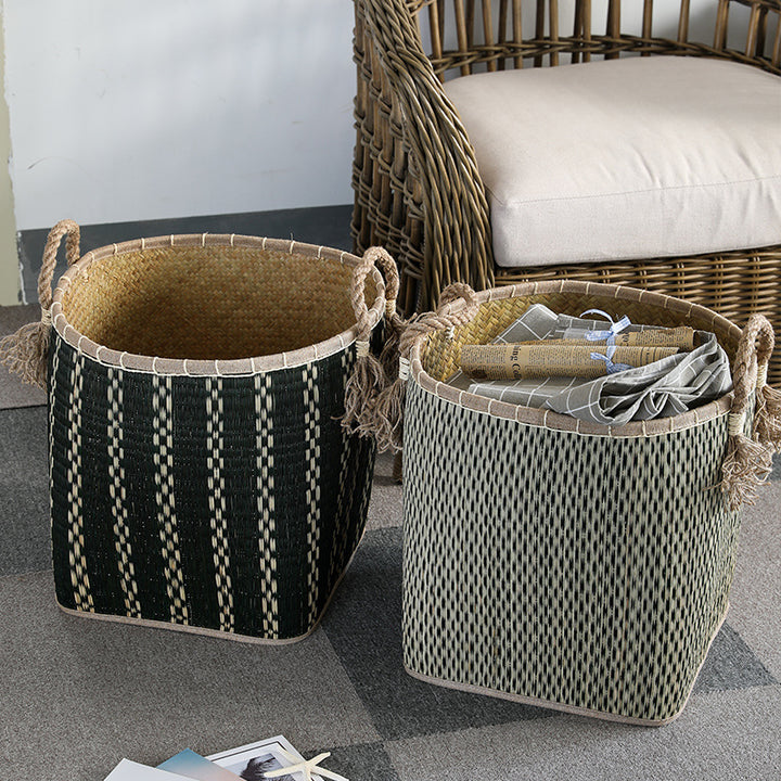 Handwoven Storage Basket with Decorative Handles Bowlift
