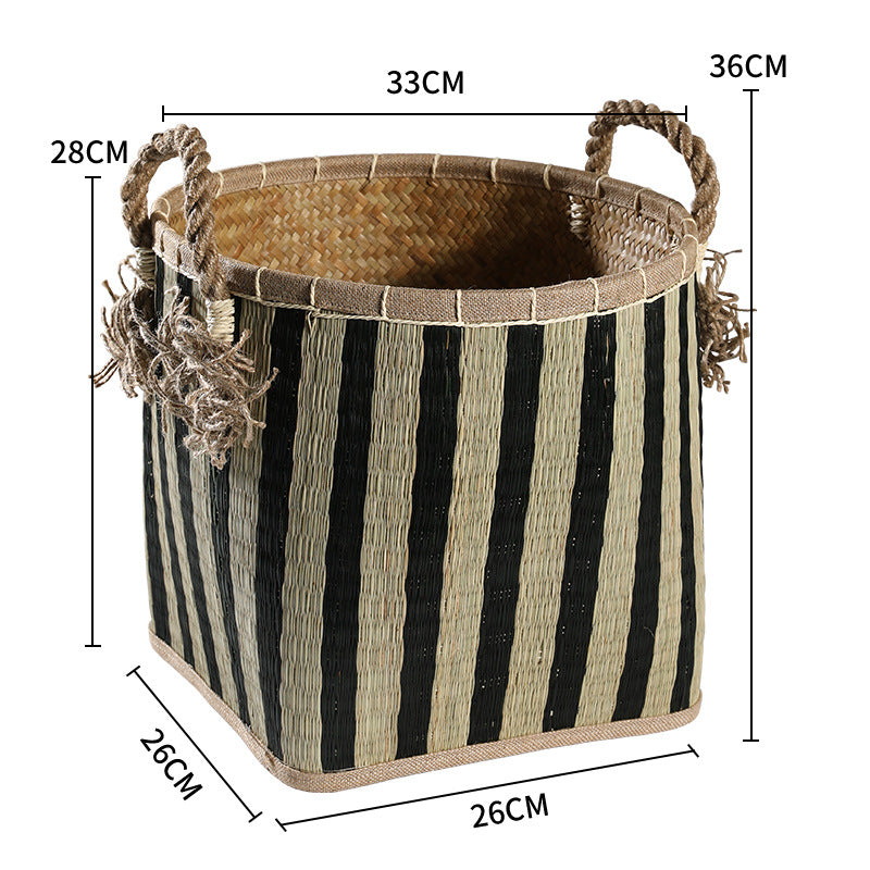 Unisex Handwoven Storage Basket with Decorative Fringes Bowlift