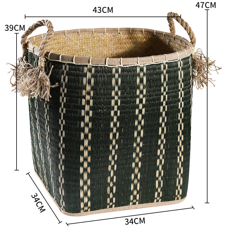 Unisex Handwoven Storage Basket with Decorative Fringes Bowlift
