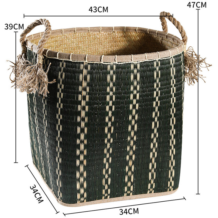 Unisex Handwoven Storage Basket with Decorative Fringes Bowlift