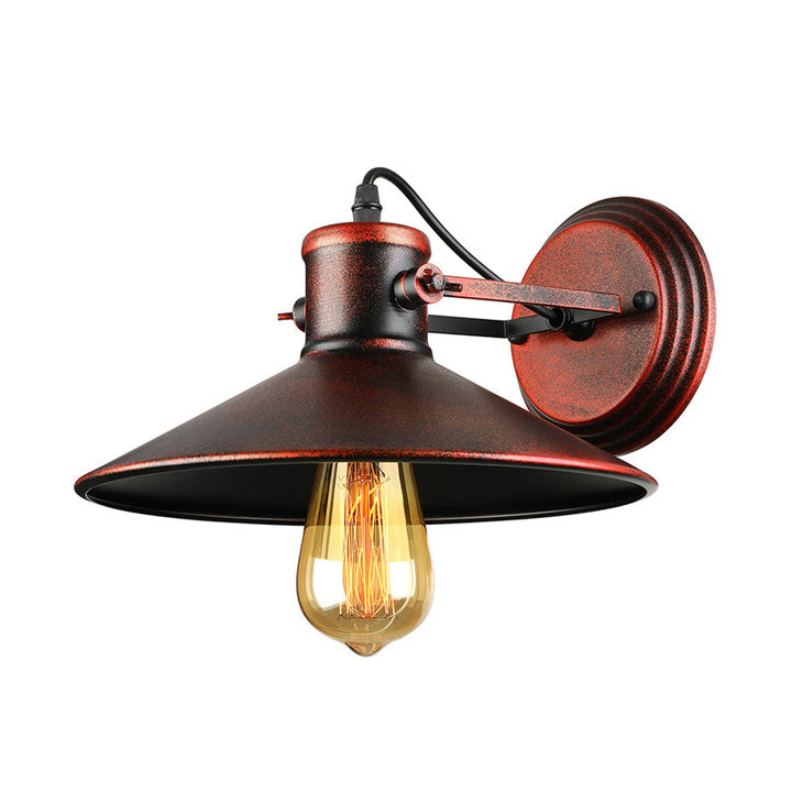 BowLift | Metallic Saucer Wall Light Antique Style 1-Bulb Hallway Wall Light Lamp in Black/Rust