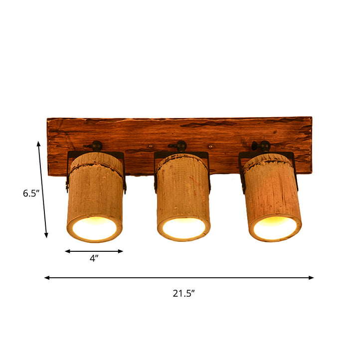 BowLift | Wooden Cylinder Wall Lamp Rustic Stylish Wall Light in Beige for Bistro Restaurant