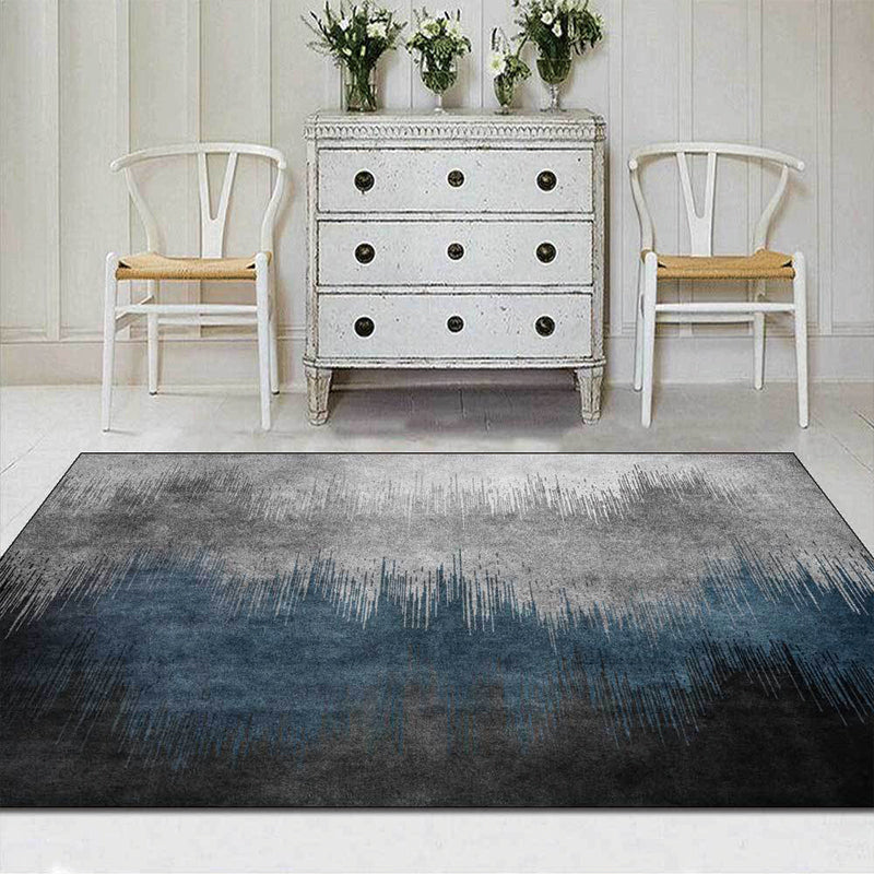 Unique striped ombre print carpet blue and gray simple carpet polyester washable non-slip backing carpet for the living room | Bowlift