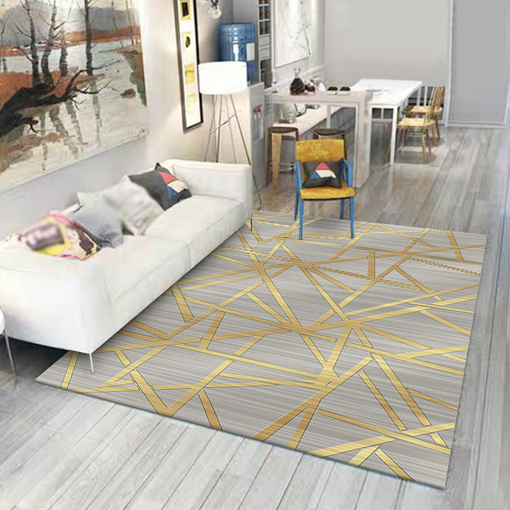 BowLift | Modern Novelty Carpet in Gray Geometric Lines Pattern Carpet Polyester Washable Non-slip Area Rug for Home Decoration