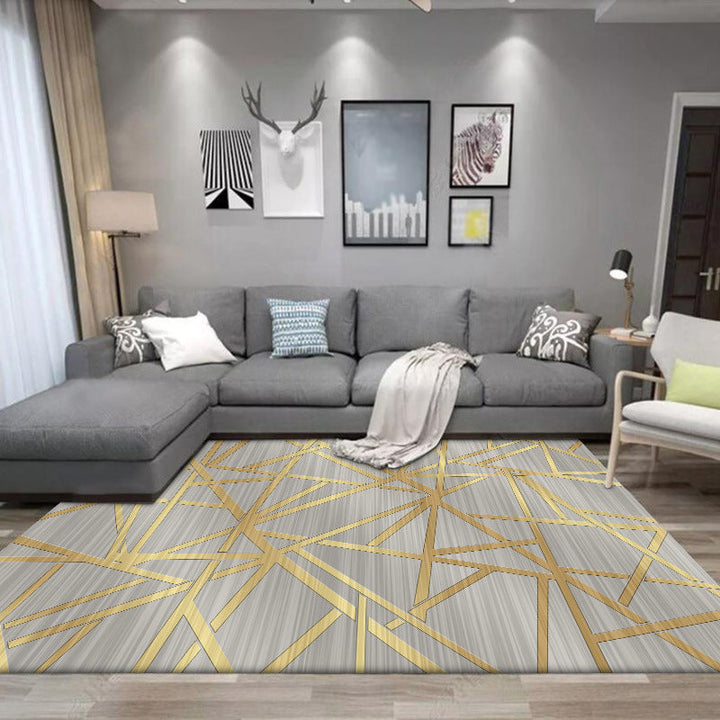 BowLift | Modern Novelty Carpet in Gray Geometric Lines Pattern Carpet Polyester Washable Non-slip Area Rug for Home Decoration
