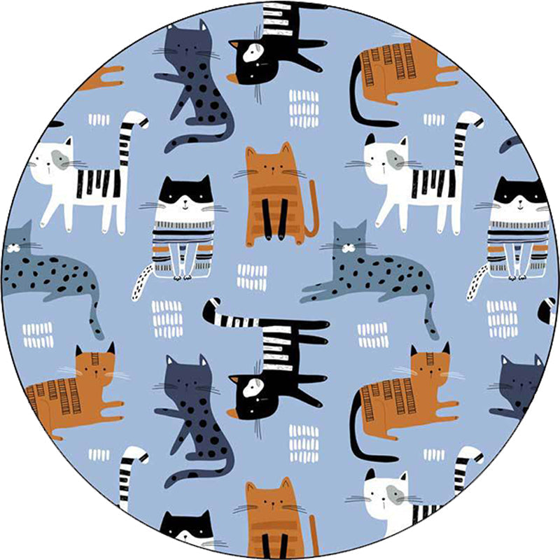 BowLift | Simple children's carpet in white and blue animal giraffe penguin rabbit pattern carpet polyester washable carpet for the children's room