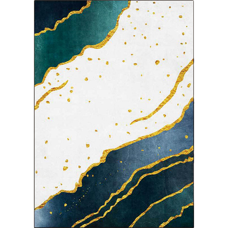 Stylish abstract rug Green and White Nordic rug Polyester washable non-slip back rug for the living room | Bowlift