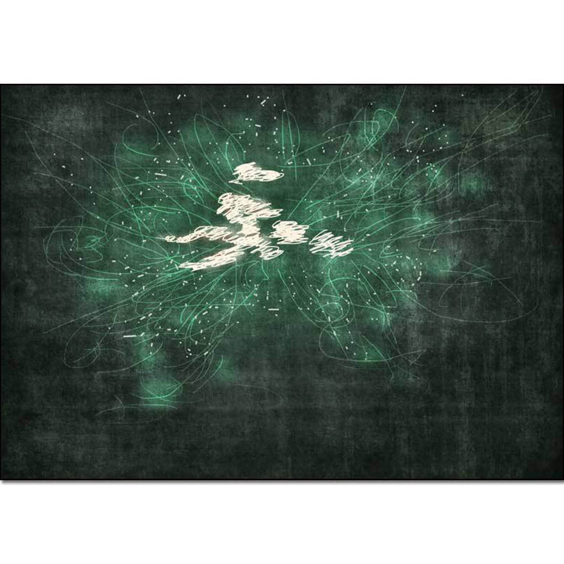 Nordic Abstract Rug Green Polyester Rug Machine Washable Non-Slip Rug for the Bedroom | Bowlift