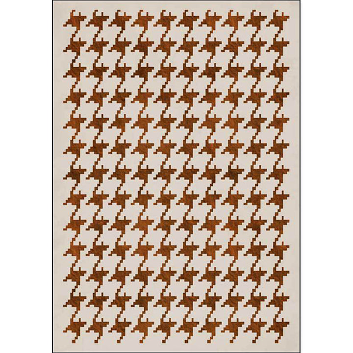 Nordic Modern Rug in Ivory Check Houndstooth Pattern Rug Polyester Non-Slip Pet-Friendly Rug for Home Decoration | Bowlift