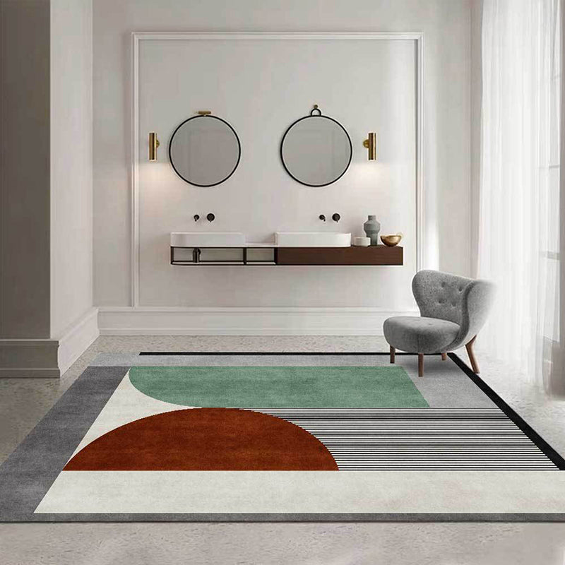 Colorful bedroom carpet Modern color block striped pattern rug Polyester stain-resistant non-slip rug | Bowlift