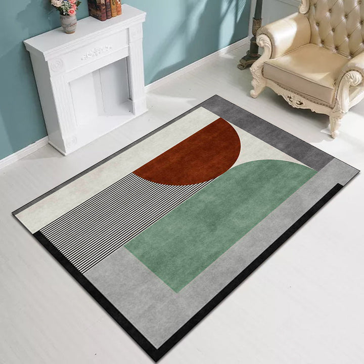 Colorful bedroom carpet Modern color block striped pattern rug Polyester stain-resistant non-slip rug | Bowlift