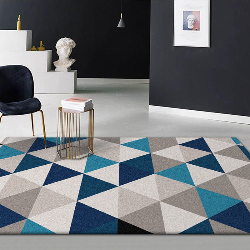 Modern living room rug Colorful geometric triangle print rug Polyester stain-resistant rug | Bowlift