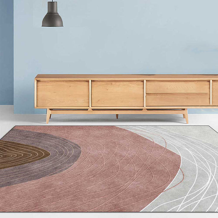 BowLift | Novelty Living Room Rug Multicolor Color Block Wood Grain Print Rug Polyester Washable Pet-Friendly Rug