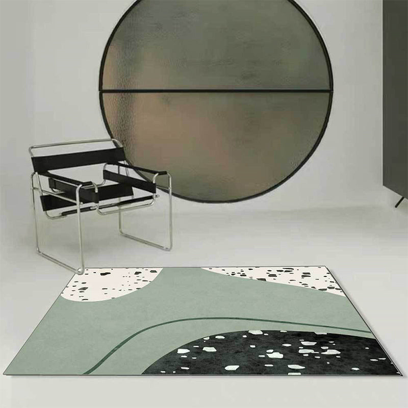 BowLift | Novelty Abstract Rug Green Polyester Rug Washable Non-slip Back Rug for Living Room