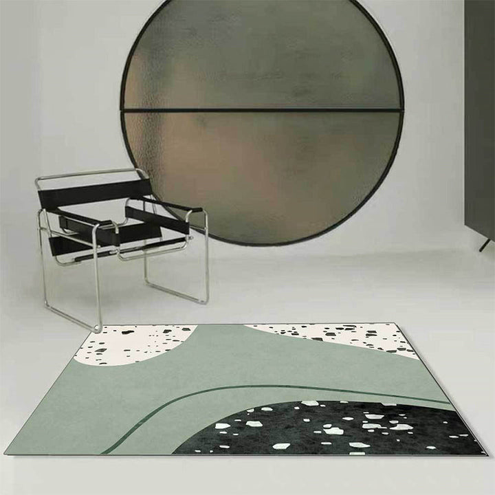 BowLift | Novelty Abstract Rug Green Polyester Rug Washable Non-slip Back Rug for Living Room