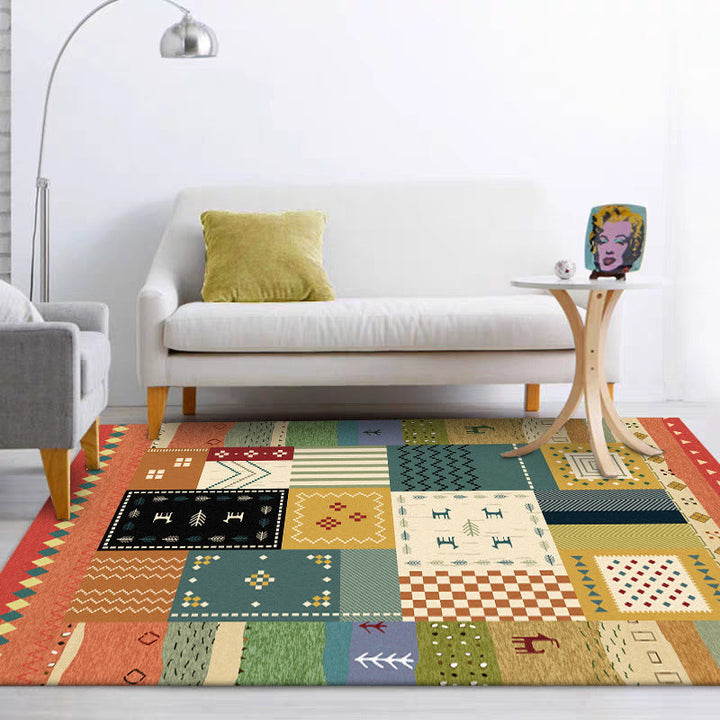 BowLift | Southwest living room carpet Colorful animals diamond geometric print carpet polyester anti-slip carpet