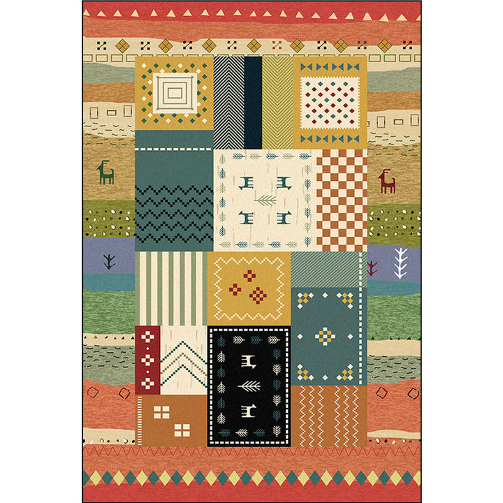 BowLift | Southwest living room carpet Colorful animals diamond geometric print carpet polyester anti-slip carpet