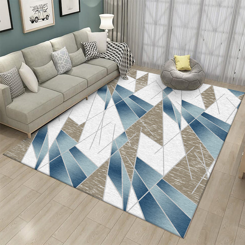 Colorful Bedroom Carpet Modern Color Range Irregular Shape Line Pattern Carpet Polyester Stain Resistant Carpet | Bowlift