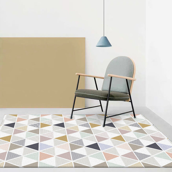 New Modern Rug in Ivory Geometry Triangle Stripe Pattern Rug Polyester Non-Slip Washable Rug for Home Decoration | Bowlift