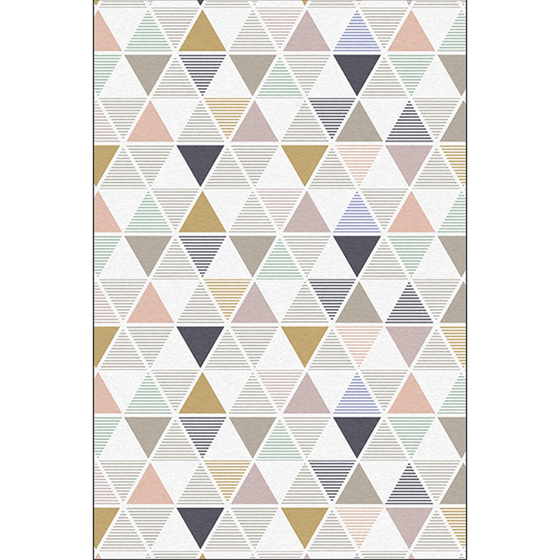 New Modern Rug in Ivory Geometry Triangle Stripe Pattern Rug Polyester Non-Slip Washable Rug for Home Decoration | Bowlift