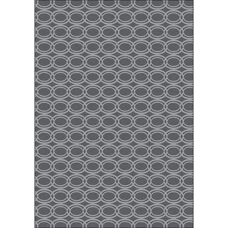 Modern living room rug in gray geometric oval print rug polyester dirt-repellent washable rug for the area | Bowlift