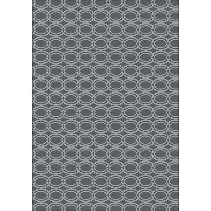Modern living room rug in gray geometric oval print rug polyester dirt-repellent washable rug for the area | Bowlift