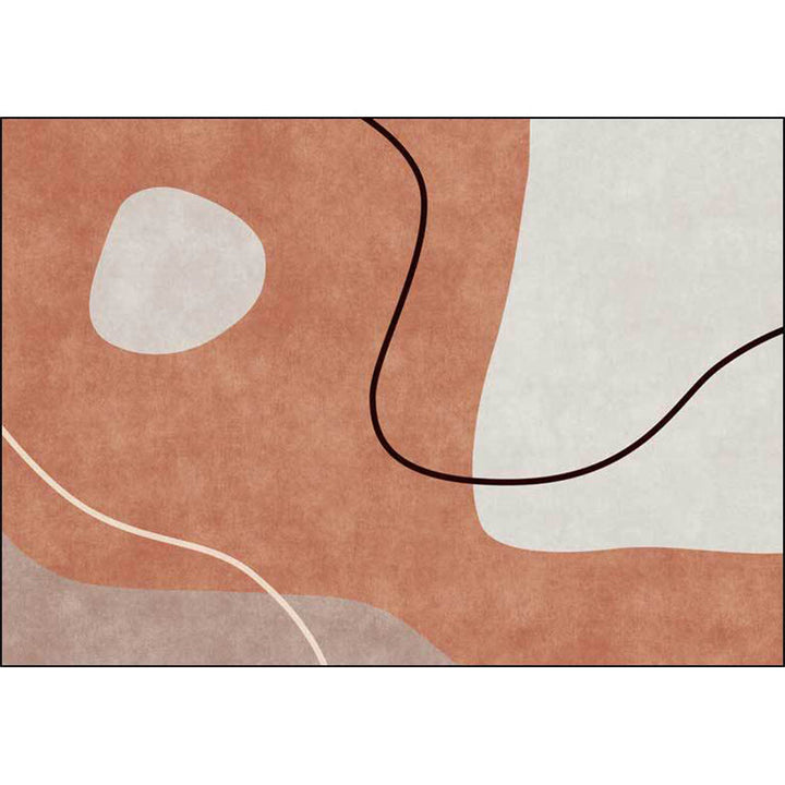BowLift | Orange Bedroom Rug Novelty Color Block Irregular Shape Line Pattern Rug Polyester Stain Resistant Rug