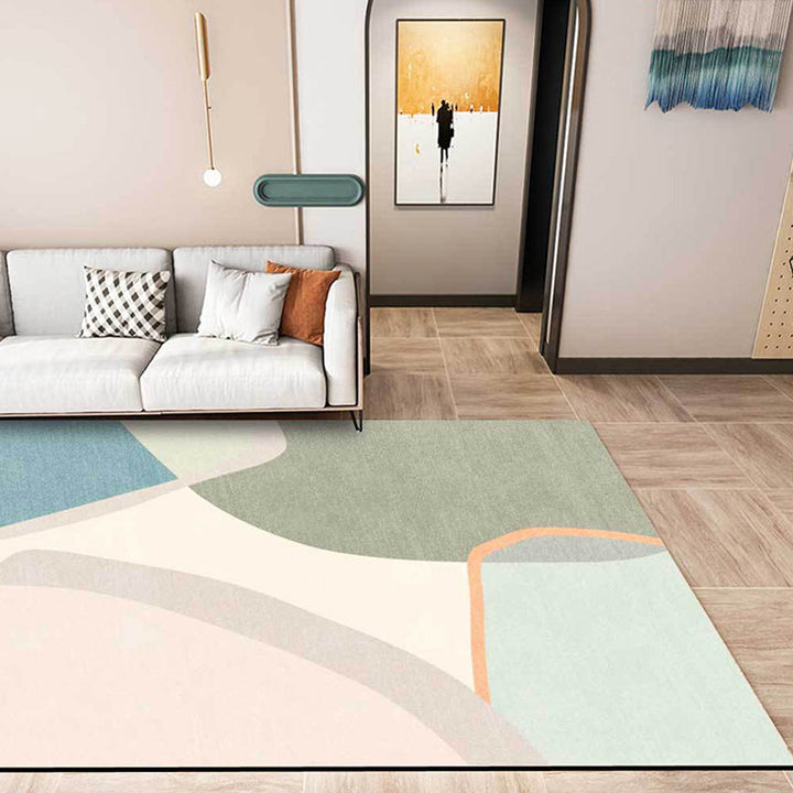 BowLift | Colorful Round Bedroom Carpet Novelty Color Block Pattern Area Rug Polyester Washable Anti-Slip Carpet