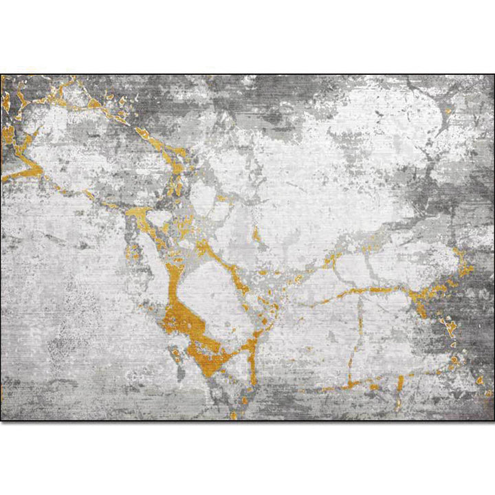 Gray and Gold Simple Carpet Polyester Abstract Carpet Washable Non-Slip Back Carpet for Living Area | Bowlift