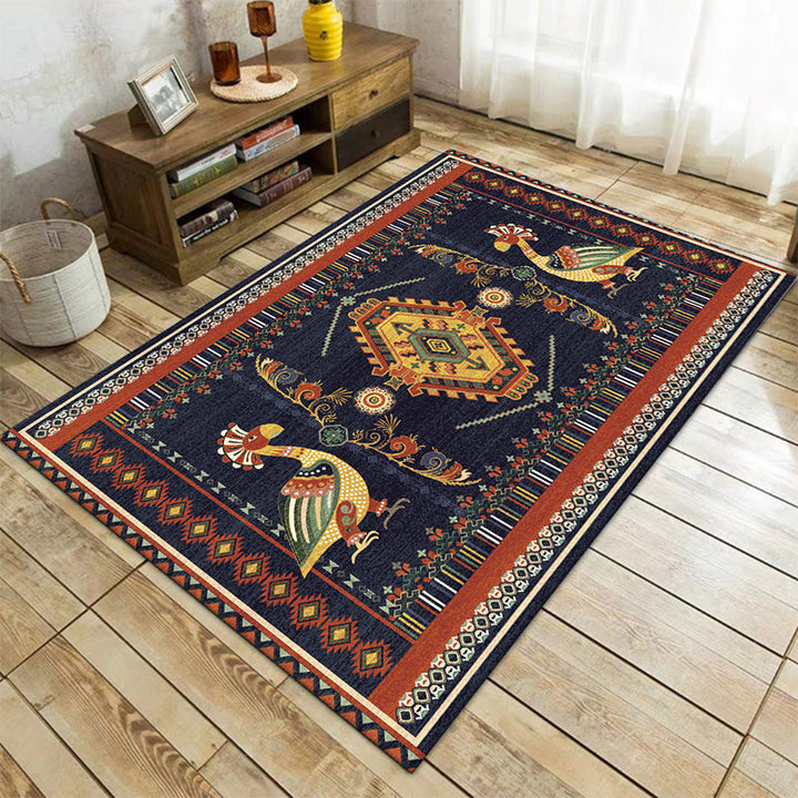 BowLift | Stem Southwest Carpet in Black Animals Diamond Stripes Pattern Carpet Polyester Stain-Resistant Carpet for Home Decorations
